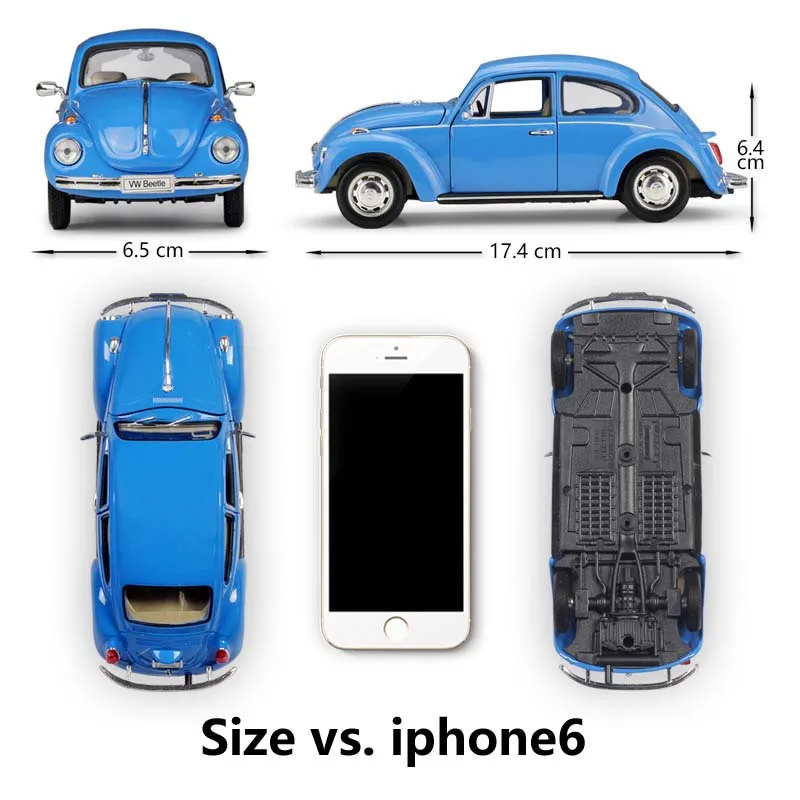 WELLY Diecast 1:24 Car Volkswagen Beetle Type 1 Classic Car Metal Alloy VW Model Car Toy Car For Kids Gift Decoration Collection