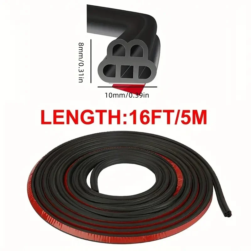 Universal 5M Auto Car Door Trunk Sael Strip Rubber Weather Strip Easy Installation and Weatherproof Protection