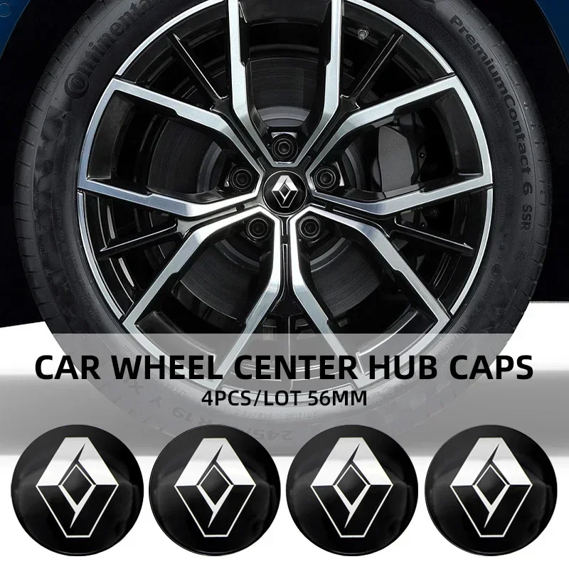 4 pçs 56mm centro da roda do carro hub tampa aro capa emblema adesivo para renault kangoo 2 koleos 1