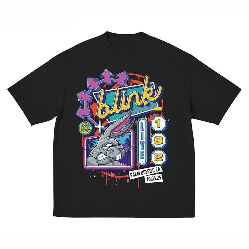 BLINK 182 Band - Pop-punk Style Evil Rabbit Classic Smiley Face Trendy Brand American Style Next-generation Men's T-shirt