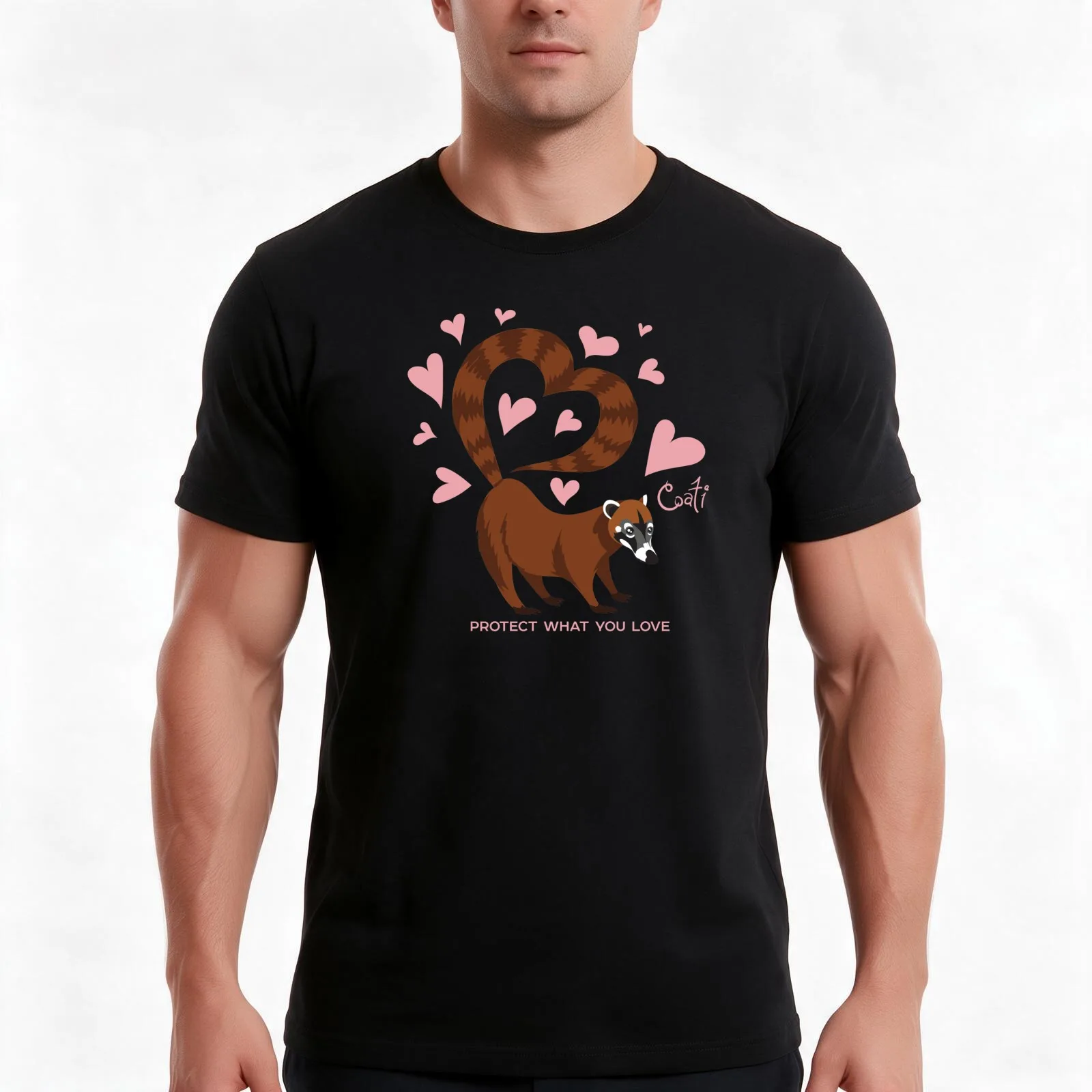 Love Coati - Protect What You Love T-Shirt Summer Casual Cotton Tee Oversized Streetwear Tops Vintage Graphic Print