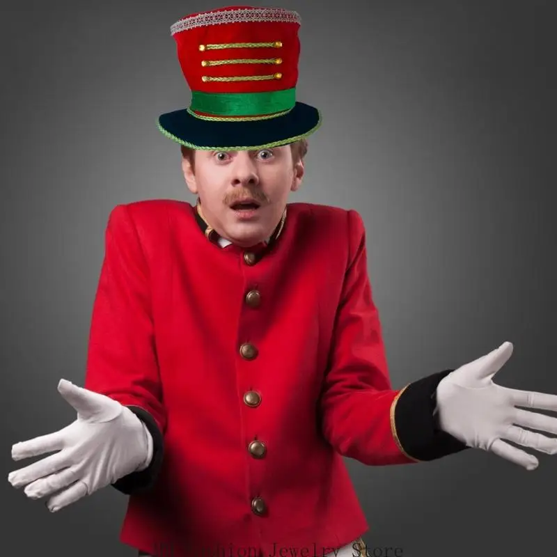 D0UB Material gorra banda Majorette tamaño adulto navideño con detalles en plástico para eventos temáticos navideños