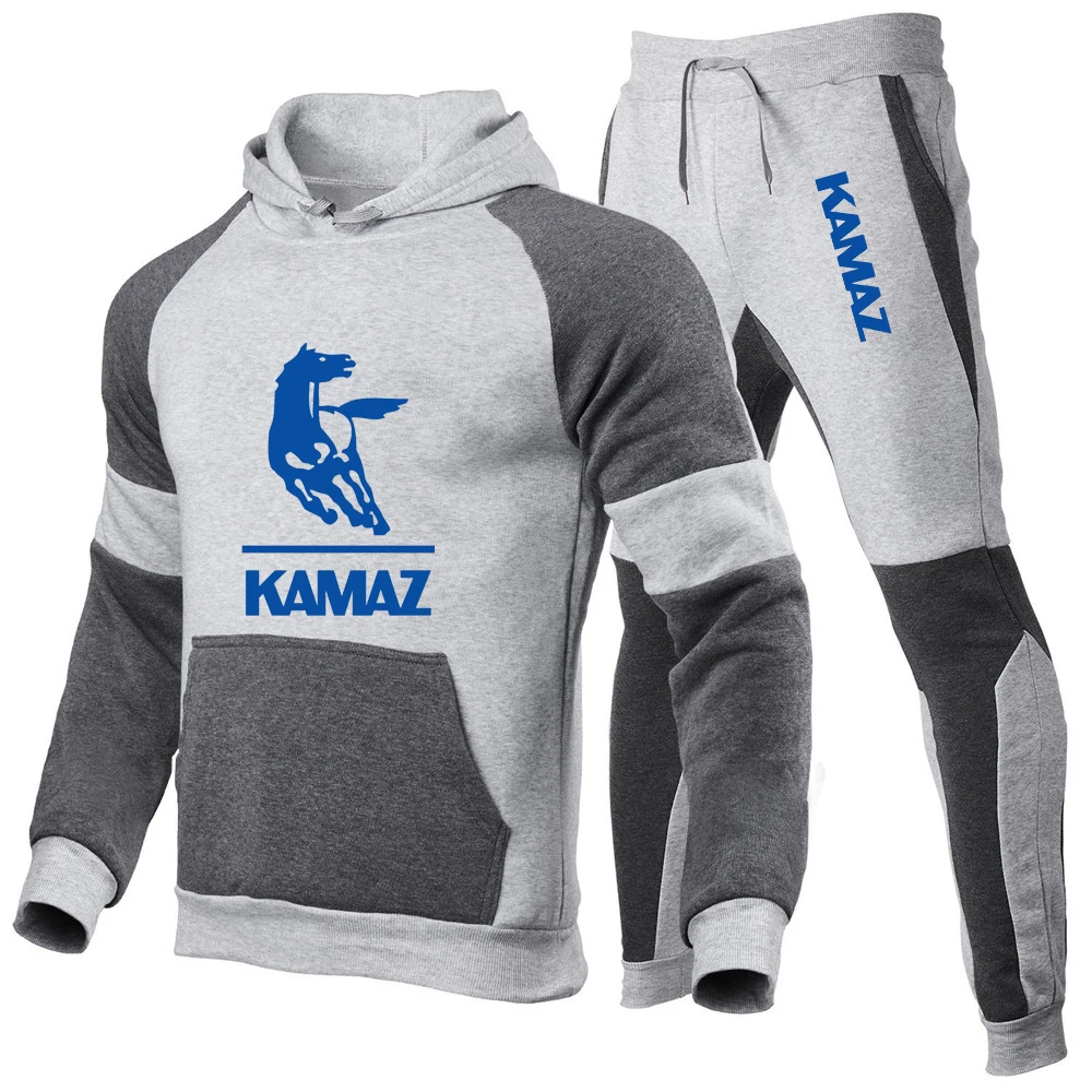 2023 New Men's Kamaz Printing Casual Pullover Comfortable Splicing Tracksuit Harajuku High Quality Fashion Sweatpants 2-Piece