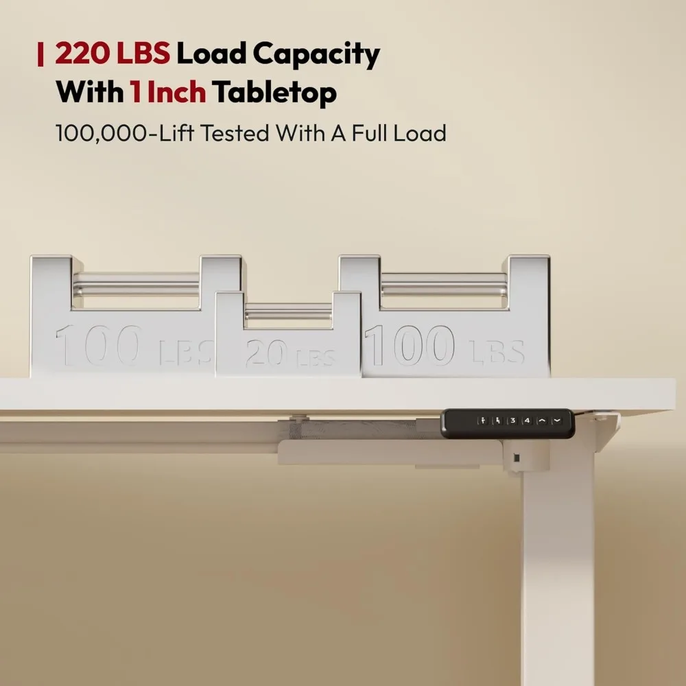 Mesa de canto elétrica em forma de L com altura ajustável, mesa de computador de suporte para sentar 63 x 48 com layout espaçoso para uso em escritório doméstico