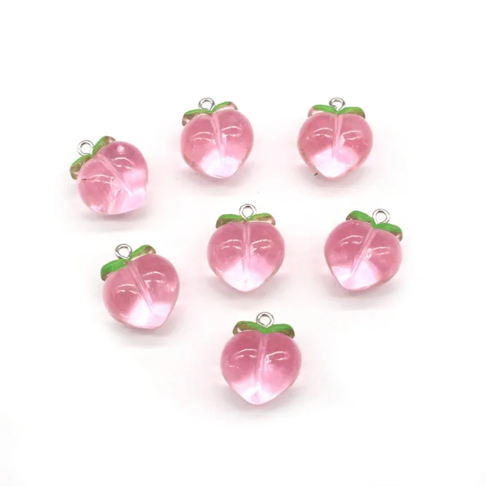 10 個 3D ピーチフラット樹脂チャームペンダント透明イヤリングピーチチャームフルーツペンダントネックレス DIY リンクぶら下げ装飾品