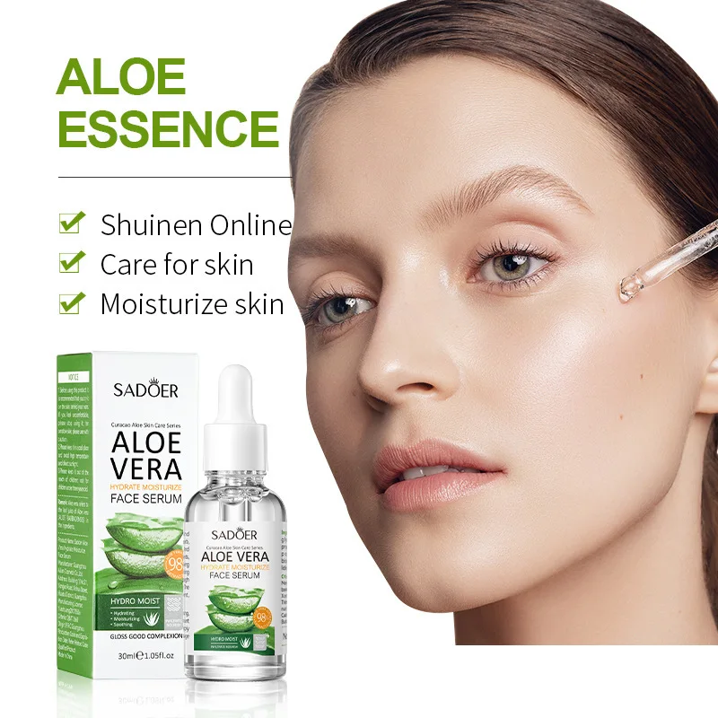 1 Bottle of 30ml, Aloe Vera Facial Moisturizing and Firming Essence, Containing Aloe Vera Extract, Niacinamide, and Sodium Hyaluronate, Suitable for Dry, Rough, and Dull Skin Care Products in Light Beige Tones Unisex