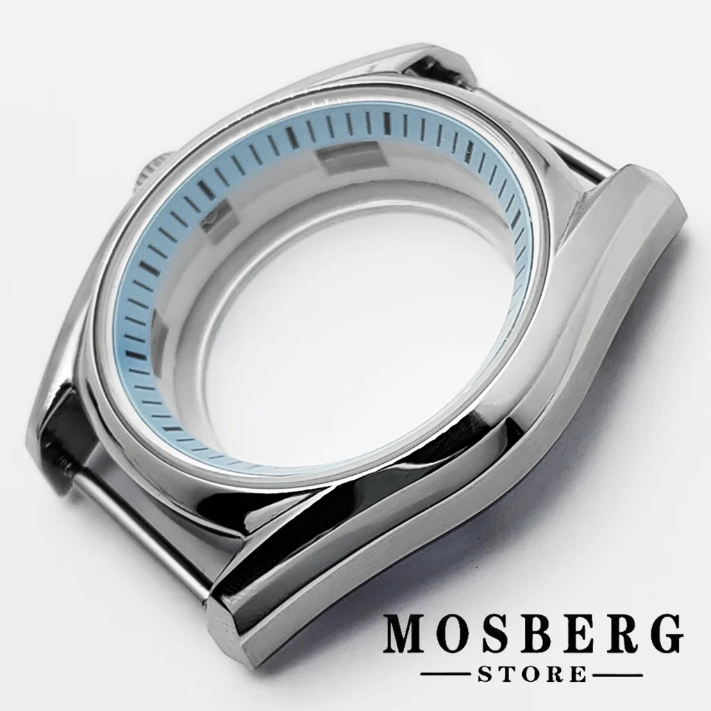 40mm Silver Watch Case Sapphire Glass For NH35 NH36 ETA 2824 PT5000 ST2130 Watches Movement Accessory Part