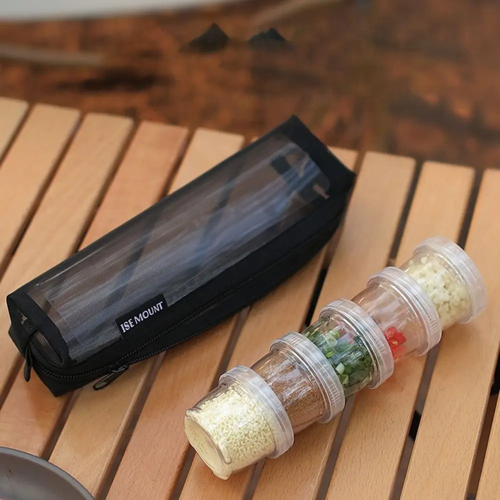 2/3/4/5 Pcs 40ml Condiment Container Set Mini Portable Clear Seasoning Bottles Reusable with Storage Bag Spice Bottle Jar