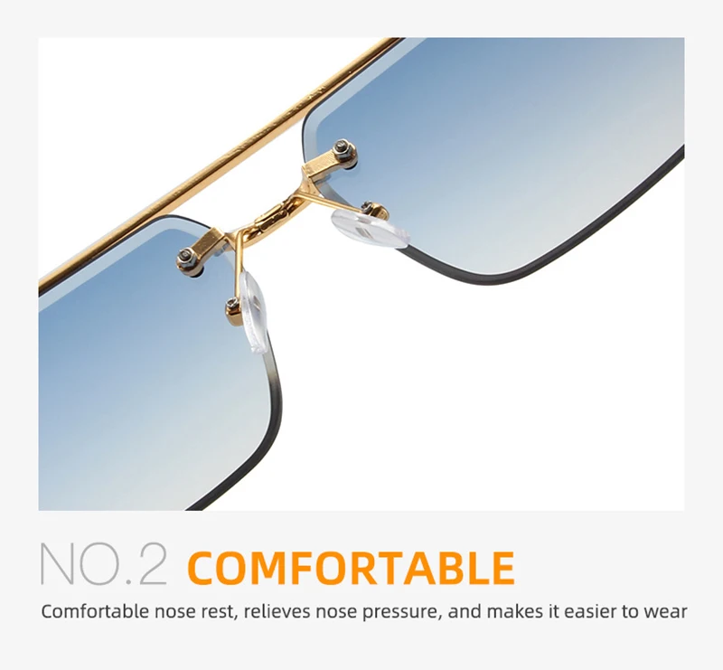 Trend Double Beam Große Sonnenbrille Männer Frauen Randlose Schnittkante Quadratische Sonnenbrille Mode Leopard Holzmaserung Shades – Detail 4