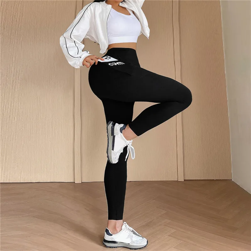 2024 Summer Thin Fitness Leggings Women High Waist Yoga Pants Gym Leggins with Pocket Sports Tights Push Up Woman  Trousers