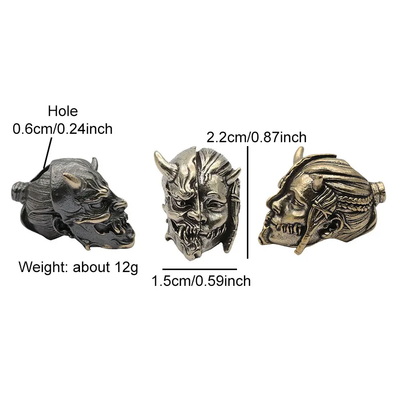 Raksasi Demon Brass Knife Beads EDC DIY Paracord Woven Bracelets Lanyard Pendants Accessories Outdoor Tool Hangings Charms Gifts