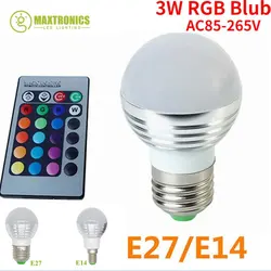 3W AC85-265V LED Bulb Lamp E27 E14 RGB Colorful Lamp Ampoule Led Light Remote infrared Dimmable Globe Spherical Bulbs Home Decor