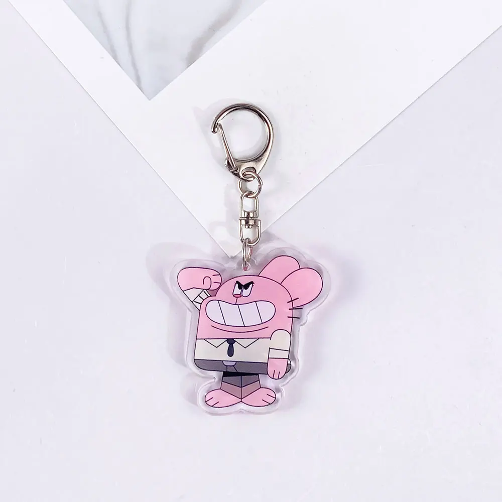 أنيمي عالم غامبول المذهل مضحك لطيف المفاتيح الاكسسوارات الاكريليك حقيبة سحرية على ظهره قلادة حلقة رئيسية هدايا لمحبي