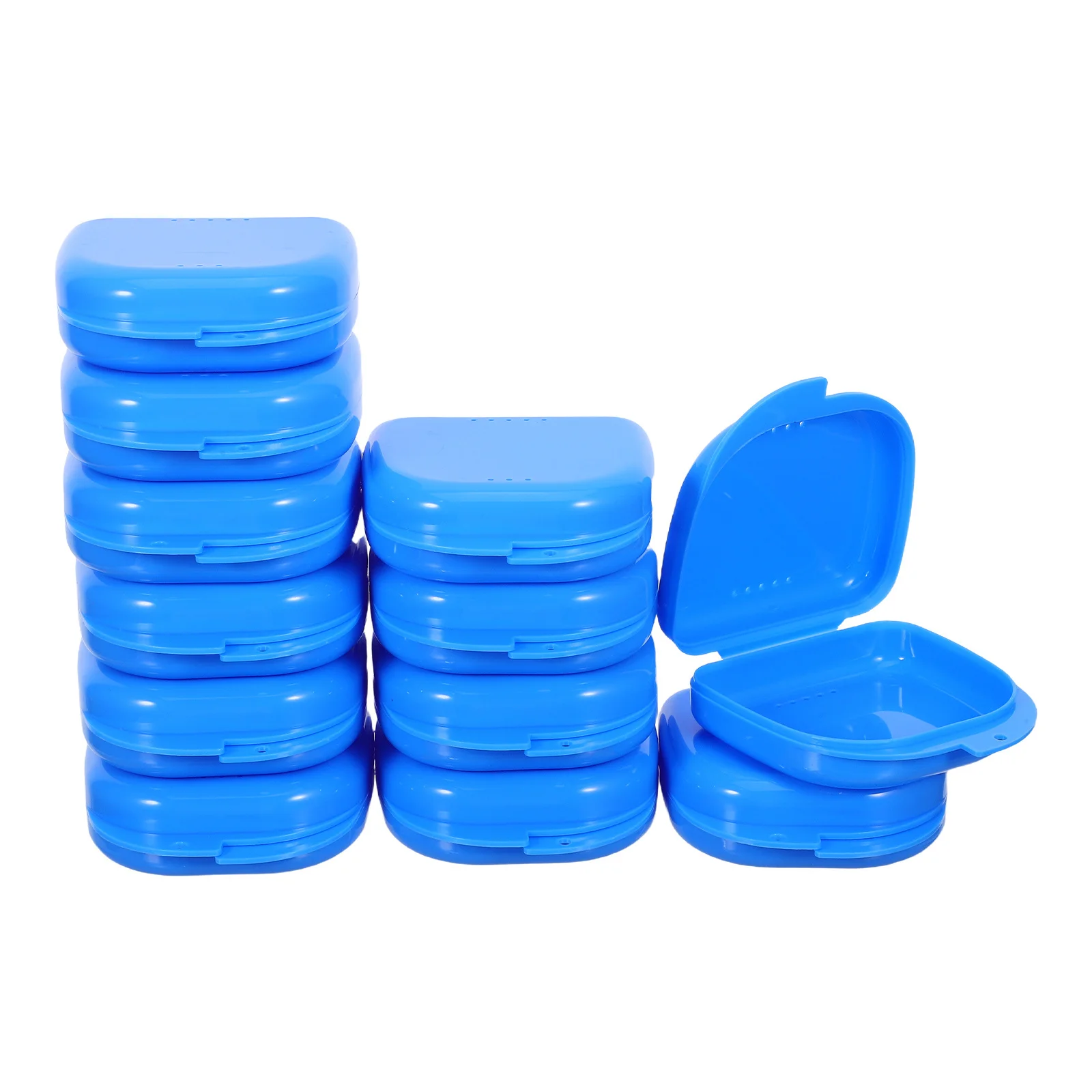 

12pcs Denture Case Compact Travel Storage With Ventilation Holes Leakproof Retainer Box For Oral Appliances Portable False Tooth