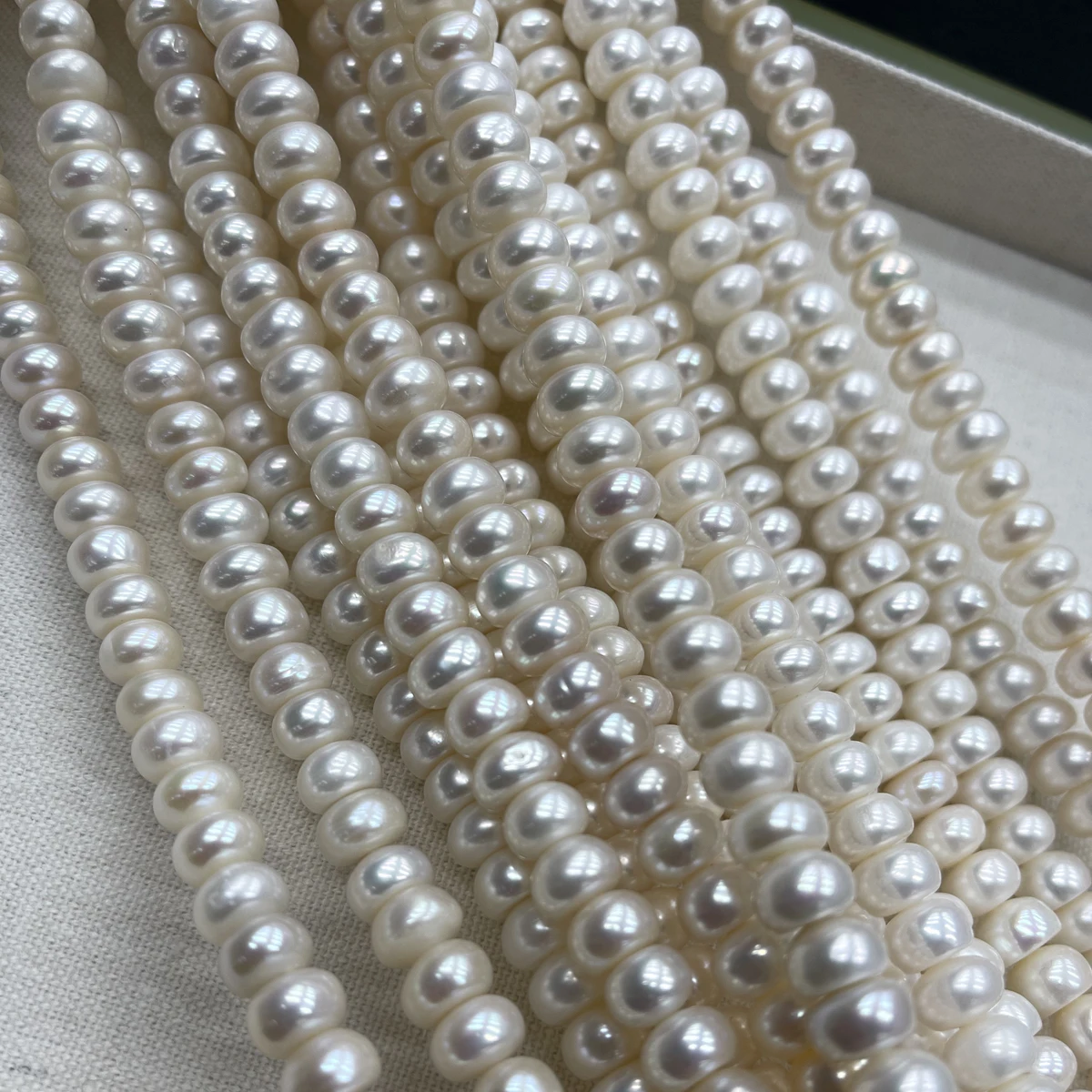 高品質天然淡水真珠-9-10-ミリメートル白フラットビーズビーズジュエリー作成-diy-ネックレスブレスレットイヤリングアクセサリーギフト