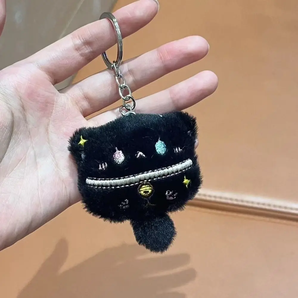 LLavero de peluche de conejo con hebilla para mujer, llavero de mochila de estilo coreano, colgante de felpa de gato de dibujos animados, llavero de felpa de gato de dibujos animados