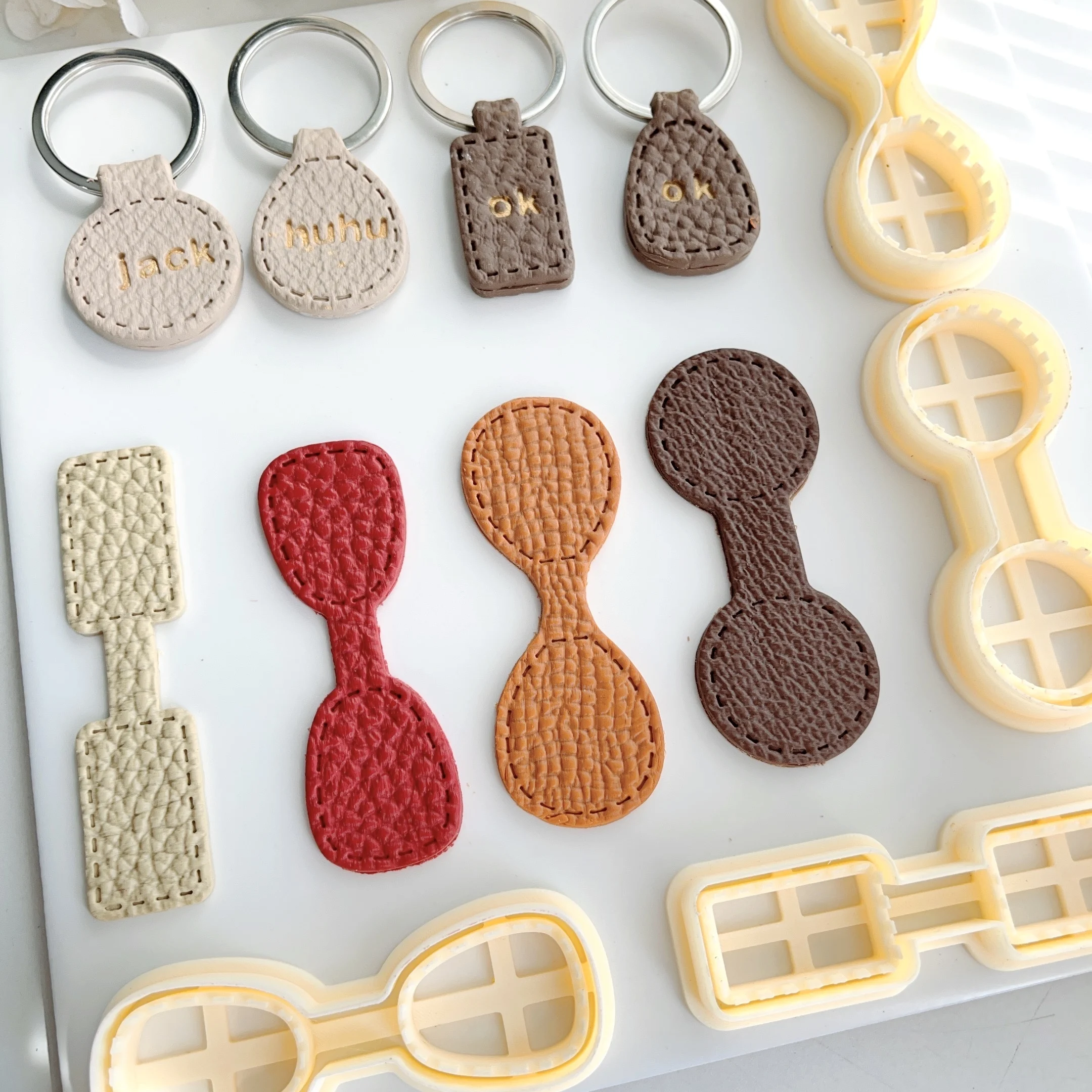 Soft Trapezium Keyring Cutter / Polymer Clay Cutters /Earring Making Clay Tools Keyring Stitch Keychain Cutters