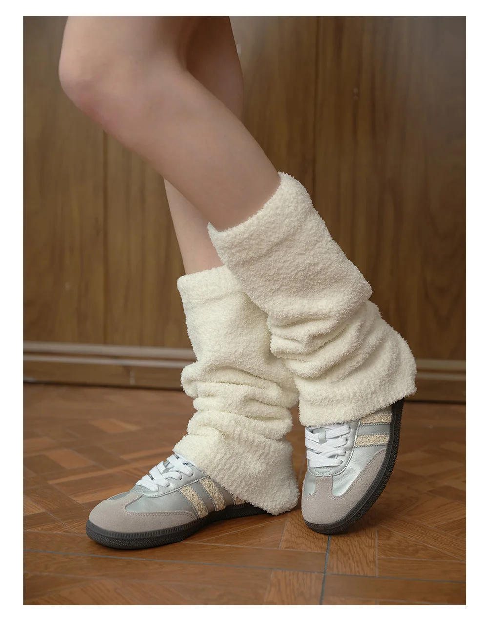 Мягкие вязаные гетры класса А для женщин с разрезом по подолу, однотонные Y2K, корейский стиль, ребристые носки с напуском, гетры на весну и осень