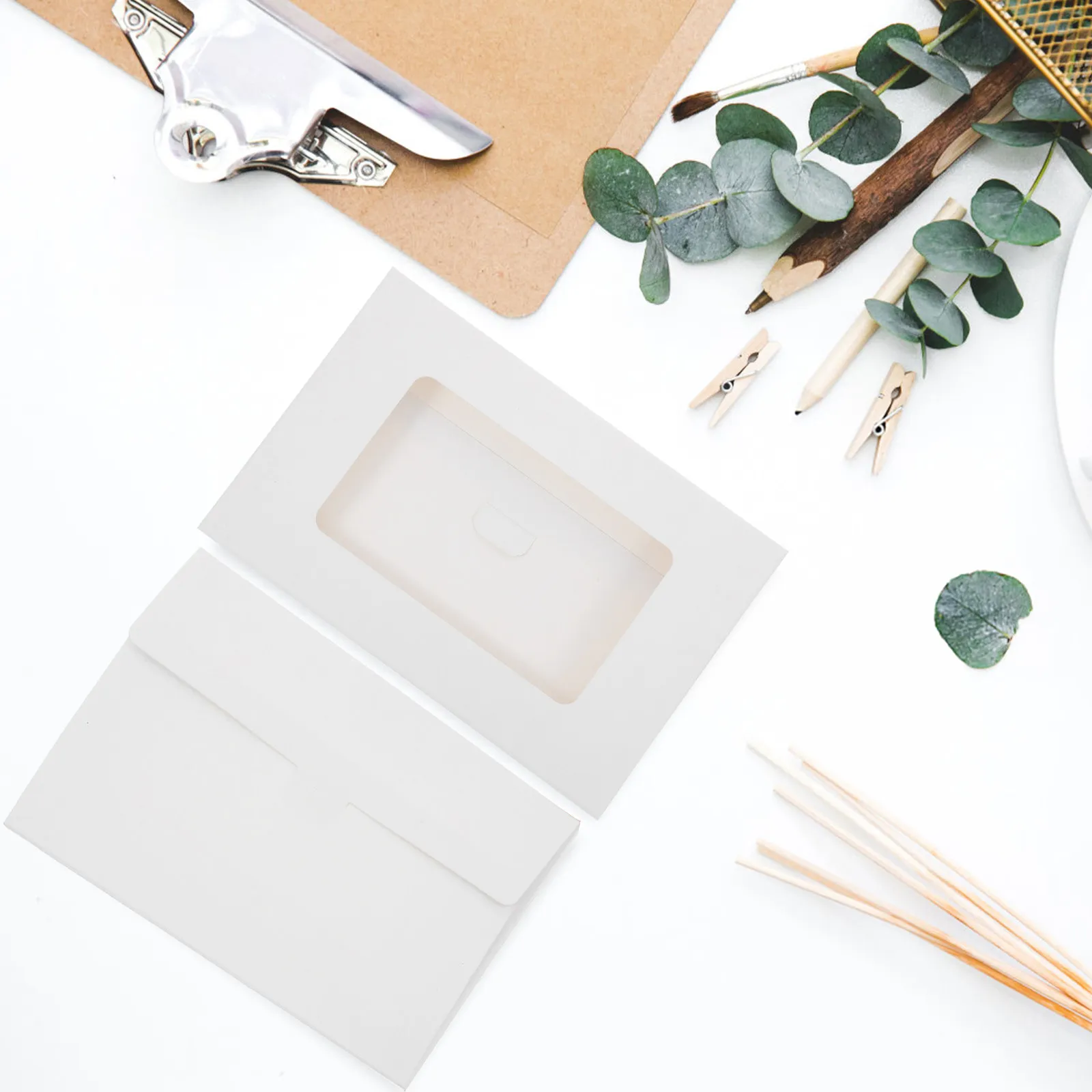 30Pcs Postcard Box Full Window Envelopes Paper DIY Photo Frames Card Storage Protective Gift Organizer Full Window Envelopes