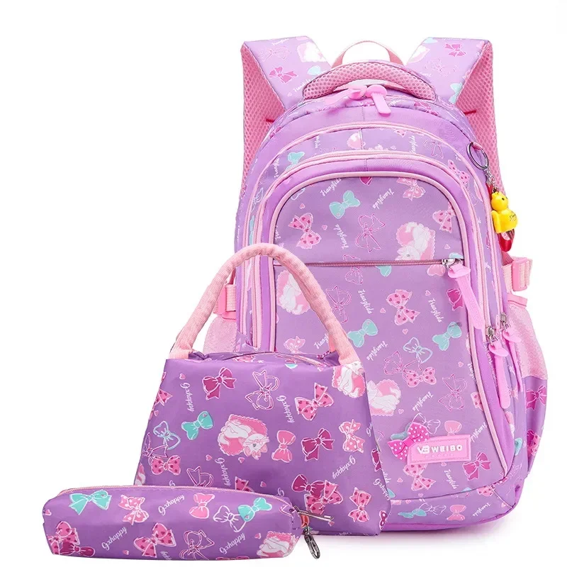 3pcs/set Bow Print school bags for teen Girls Primary Waterproof School bags Kids Student Princess Backpack Mochila Infantil