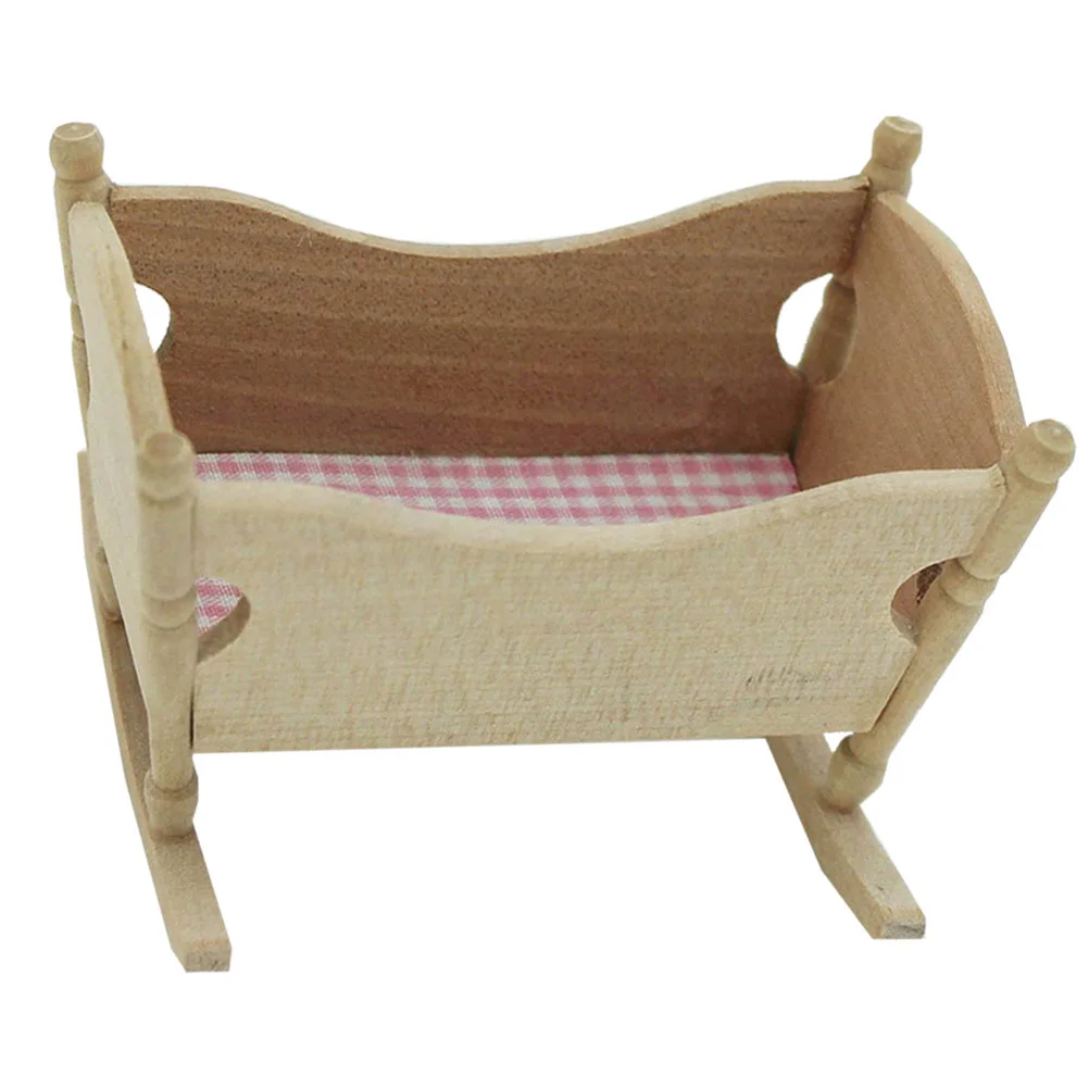 House Cradle Baby Bassinet เฟอร์นิเจอร์ขนาดเล็กรุ่นเปลสําหรับของเล่นเด็กอุปกรณ์เสริมเด็ก