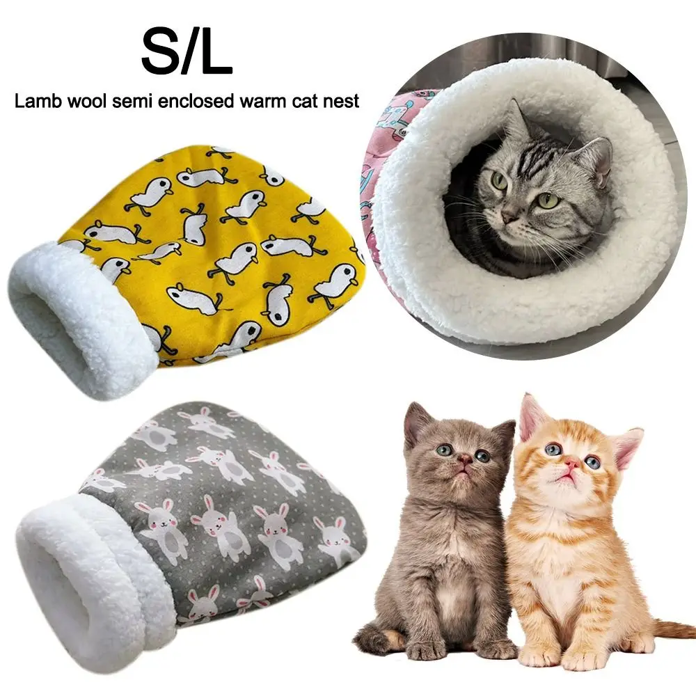 Cat Sleeping Bag Soft Cuddly Fluffy Feel Thickened Pet Pocket Type Quilt Bed Kitten Puppy Soft Comfortable Nest Pet Supplies