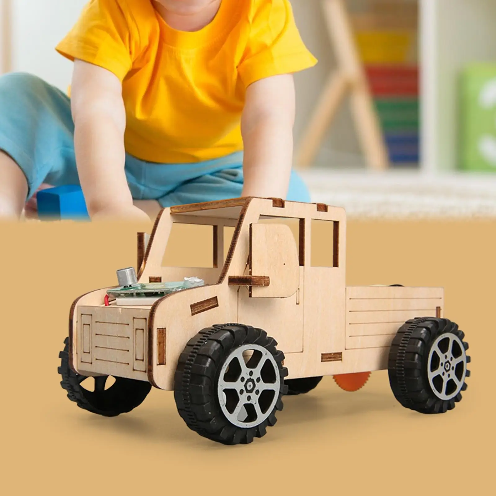 Wooden Voice Control Car DIY Building Kit Science Experiment Educational Toy for Kids 8-12 Interactive Learning Play Set