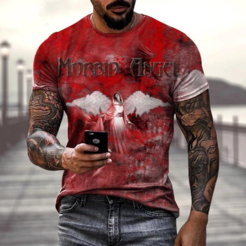 Summer New Fashion Casual t shirt for men 3D Printing Heavy Metal Rock Band Men\'s Round Neck Short Sleeve T-Shirt shirt tops