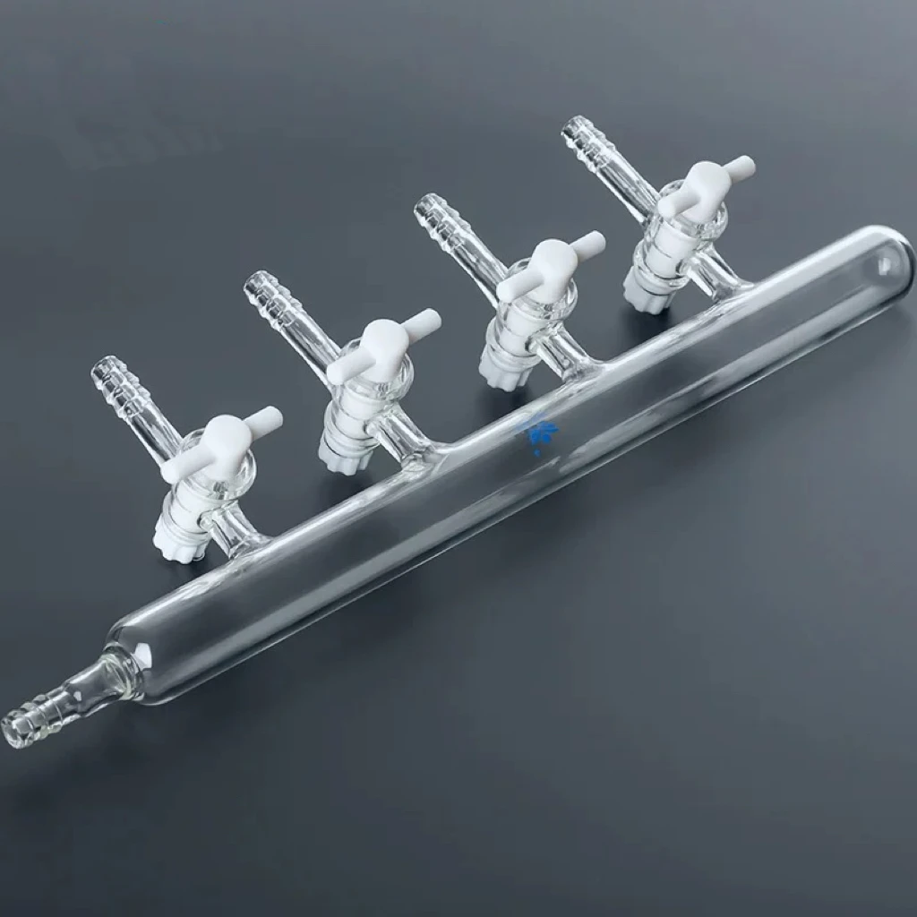 

Single Bank 4-ports PTFE Valves vacuum gas distributor Glass Manifold