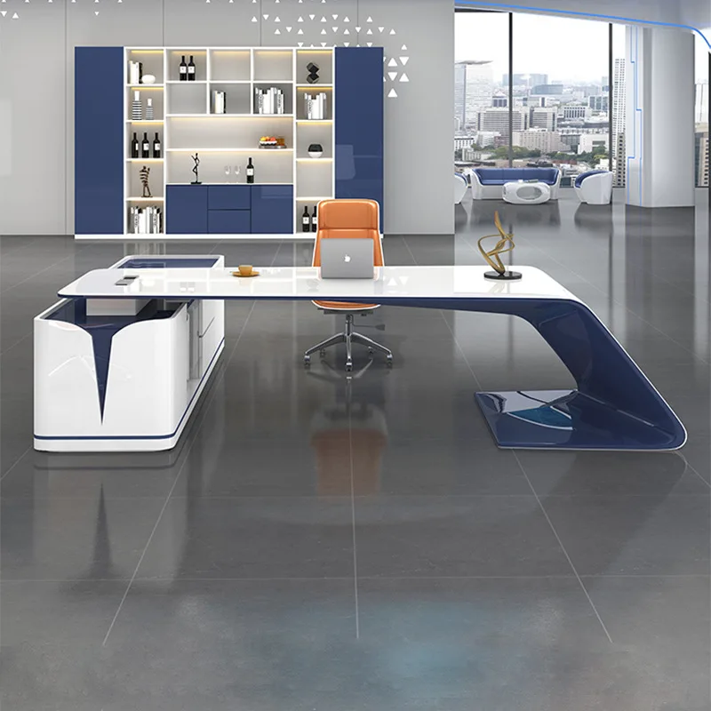 Boss desk simple modern fashion president manager desk large class desk Internet celebrity white lacquered boss table