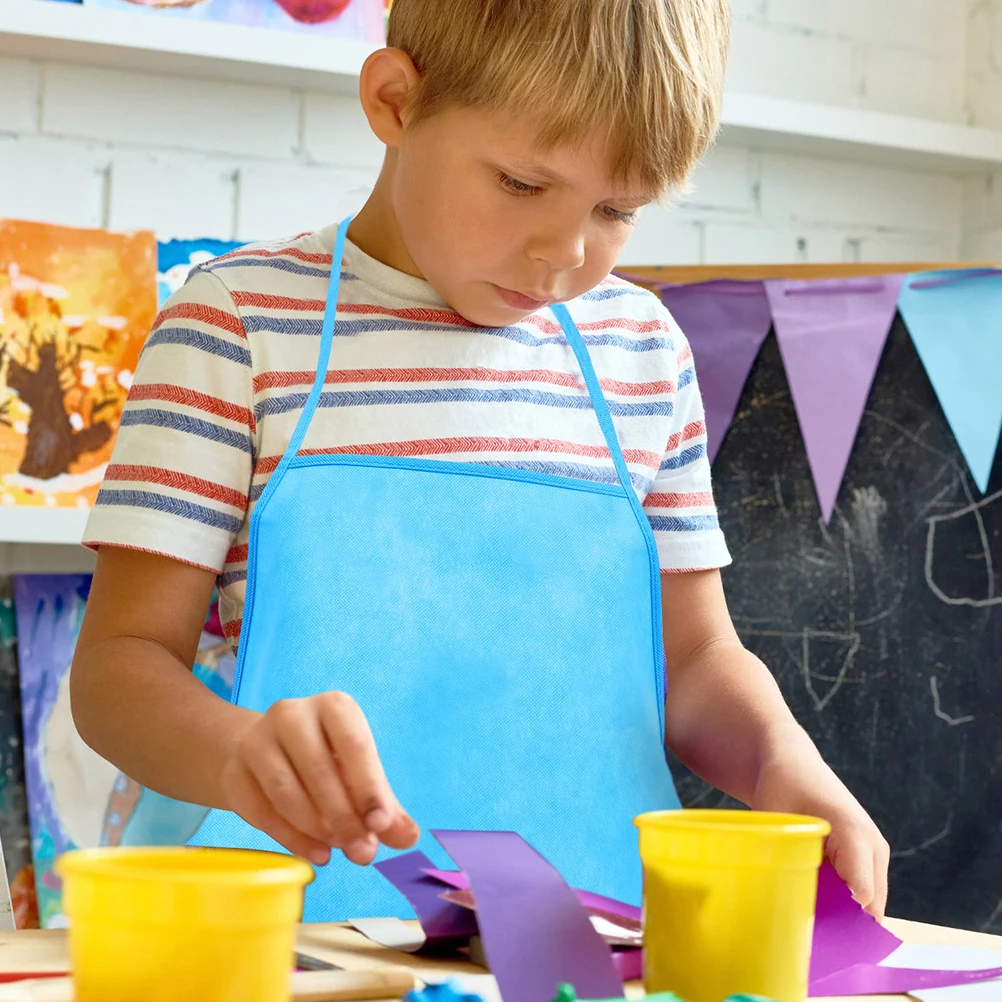 

12 Pcs Kids Aprons Non-woven Disposable Children Painting Toddler Art Craft Baking Cooking Stain Protection Soft Comfortable