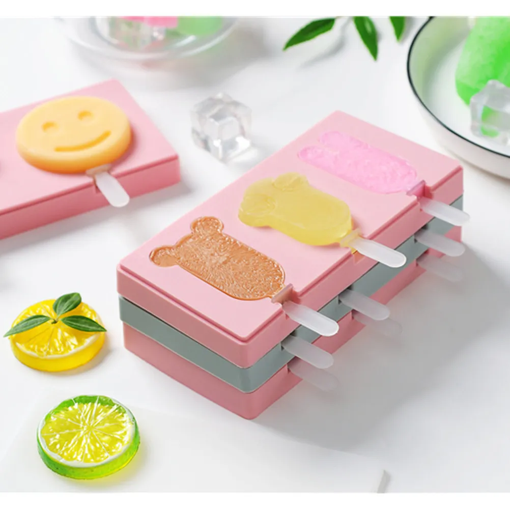 2Pcs Owl Ice Cream Mold Silicone DIY Ice Pop Mold Reusable Cartoon Shape Easy Clean Plastic Sticks Summer Fruit Milk