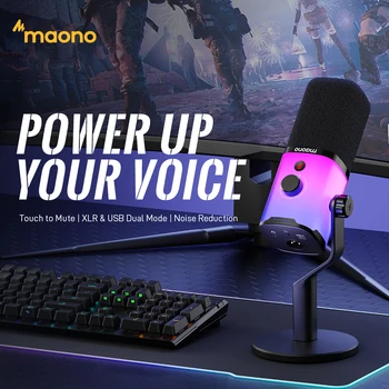 MAONO USB/XLR Gaming Microphone for PC PD100X Dynamic Microphone Noise Reduction Headphone