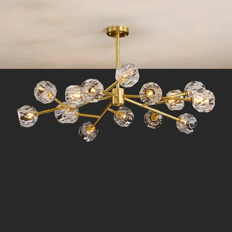 

Modern American ALL Copper Crystal Chandelier Lighting and Dining Room Luxury Gold Lustre Kitchen Molecular art Hanging Lamps