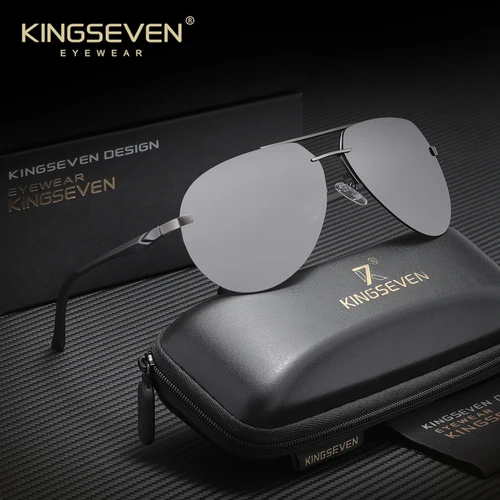 KINGSEVEN montura sin montura polarizada UV400 gafas de sol piloto marco de aluminio y magnesio para hombres gafas de sol