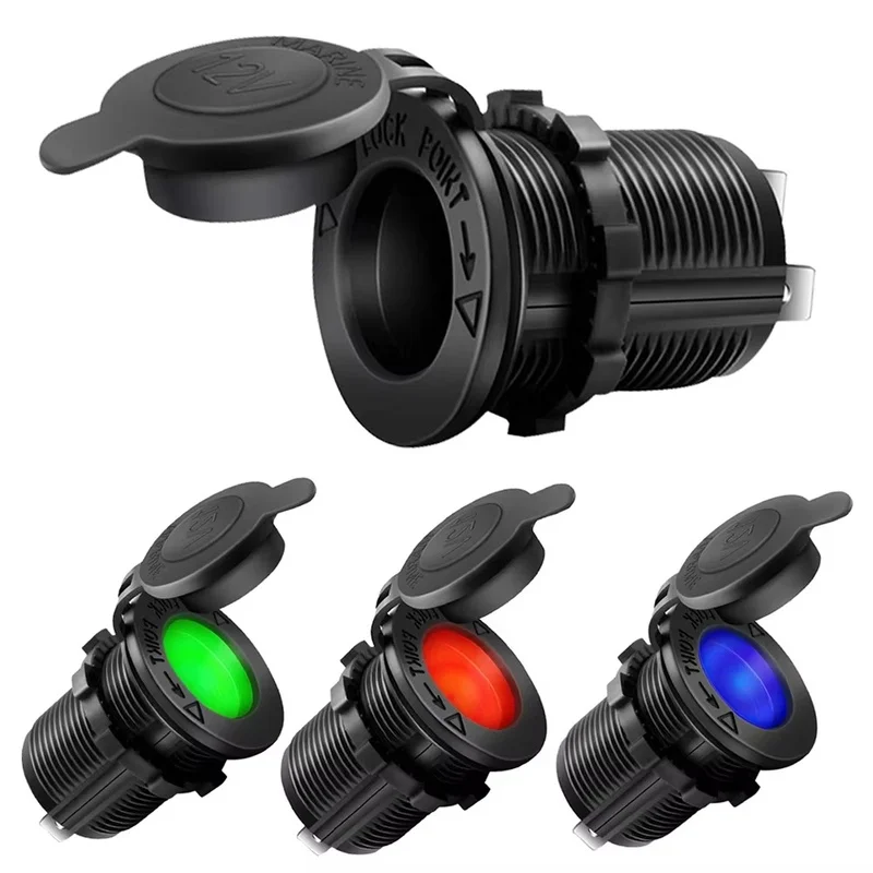 1/3Set Car Cigarette Lighter Socket 12V-24V Waterproof Plug Power Outlet Adapter for Marine Boat Truck RV ATV with Wire D5