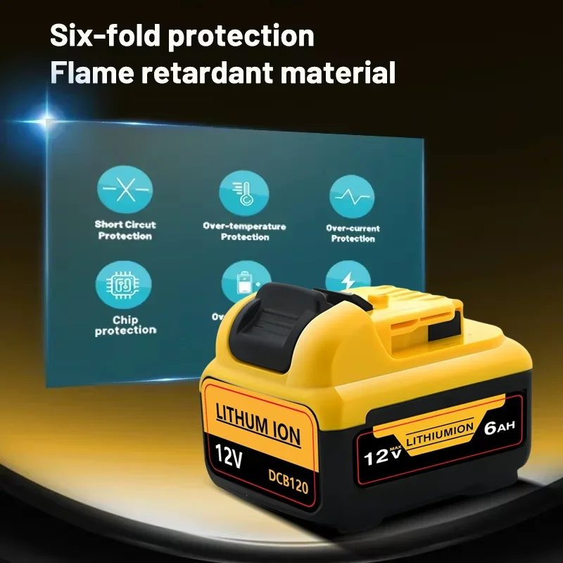 Akumulátorový/dobíjecí pro Dewalt 12V lithiovou baterii 12V 5/6AH DCB120 DCB123 DCB125 DCB124 DCB122 DCD710 šroubovák laserový nivelační přístroj - náhled 4