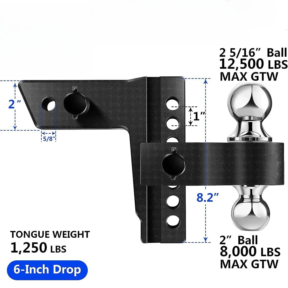 Strong tensile force, adjustable aluminum trailer arm 6 inches with latch lock double-ended trailer trailer arm
