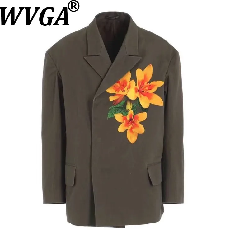 

WVGA Spring Autumn New Men Tide Yamamoto Style Printed Trendy Turn-Down Collar Blazer Niche Casual Long Sleeve Suit Coats W20127