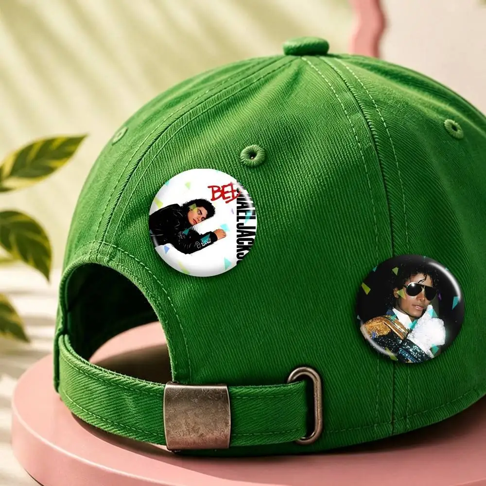 MJ-King Michael Jackson-S Retor  Customizable Round Brooch Pins, Personalized Badges With Broken Glass Design Fashion Accessory