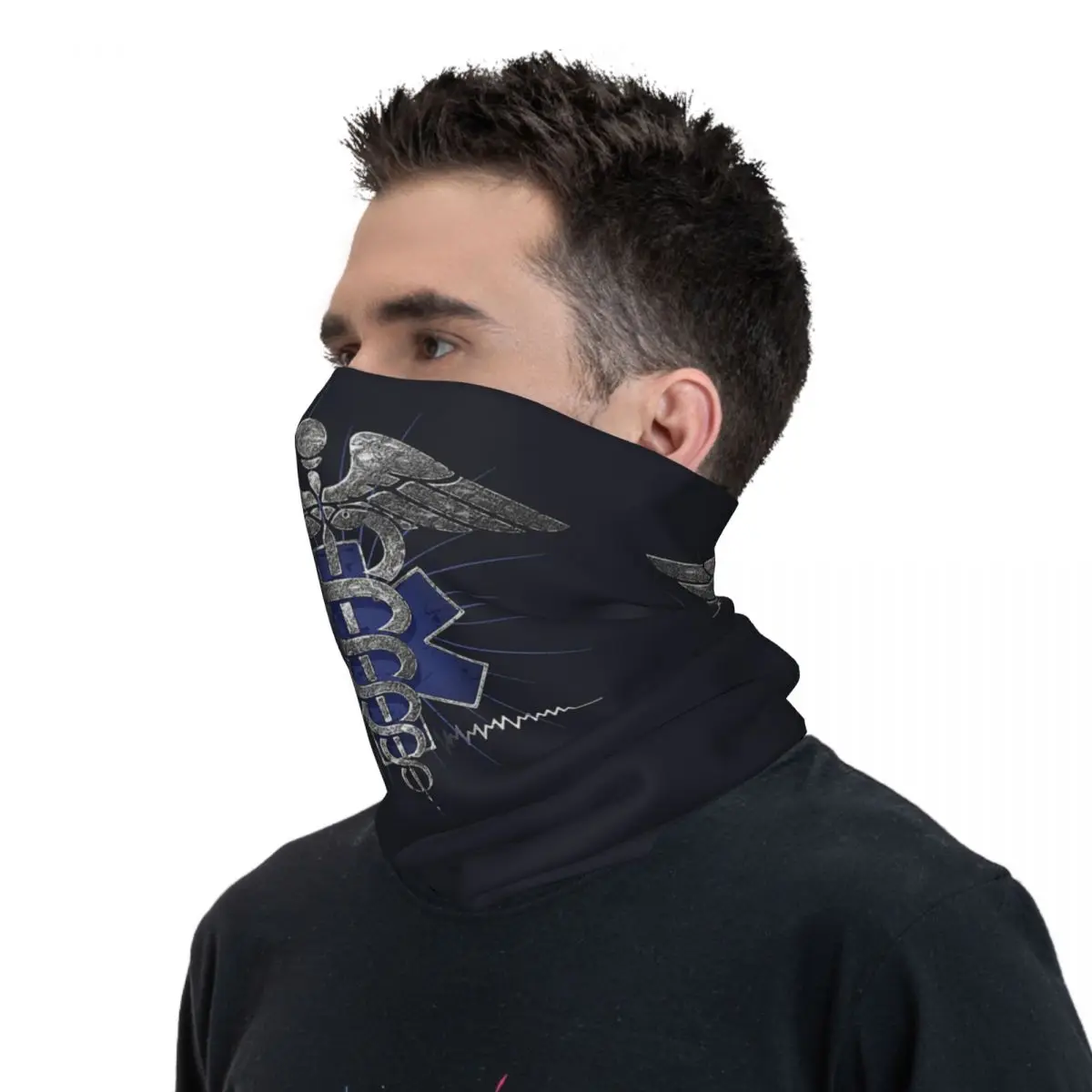 Emt Star Of Life Bandana cubierta para el cuello impreso máscara envolvente bufanda diadema cálida ciclismo para hombres mujeres adultos a prueba de viento