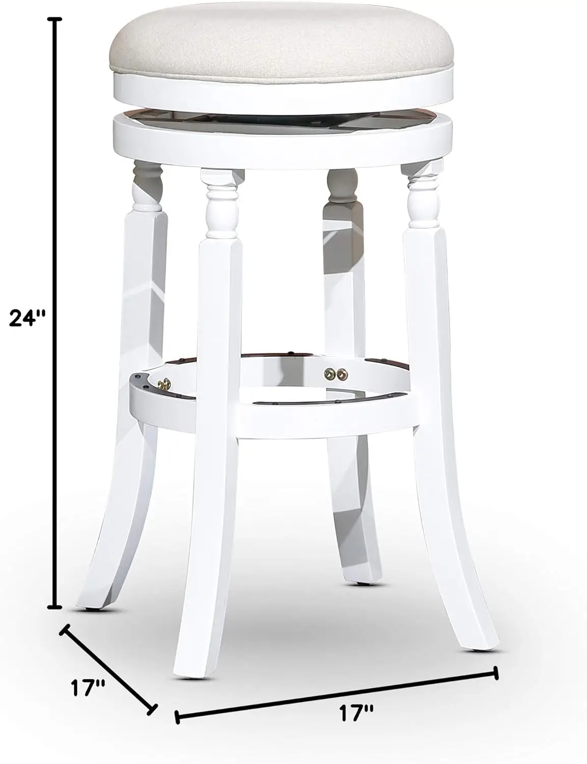 Palmer Lake 26' Counter Stool, White with Beige Fabric, Swivel, Contemporary Indoor Bar Stool