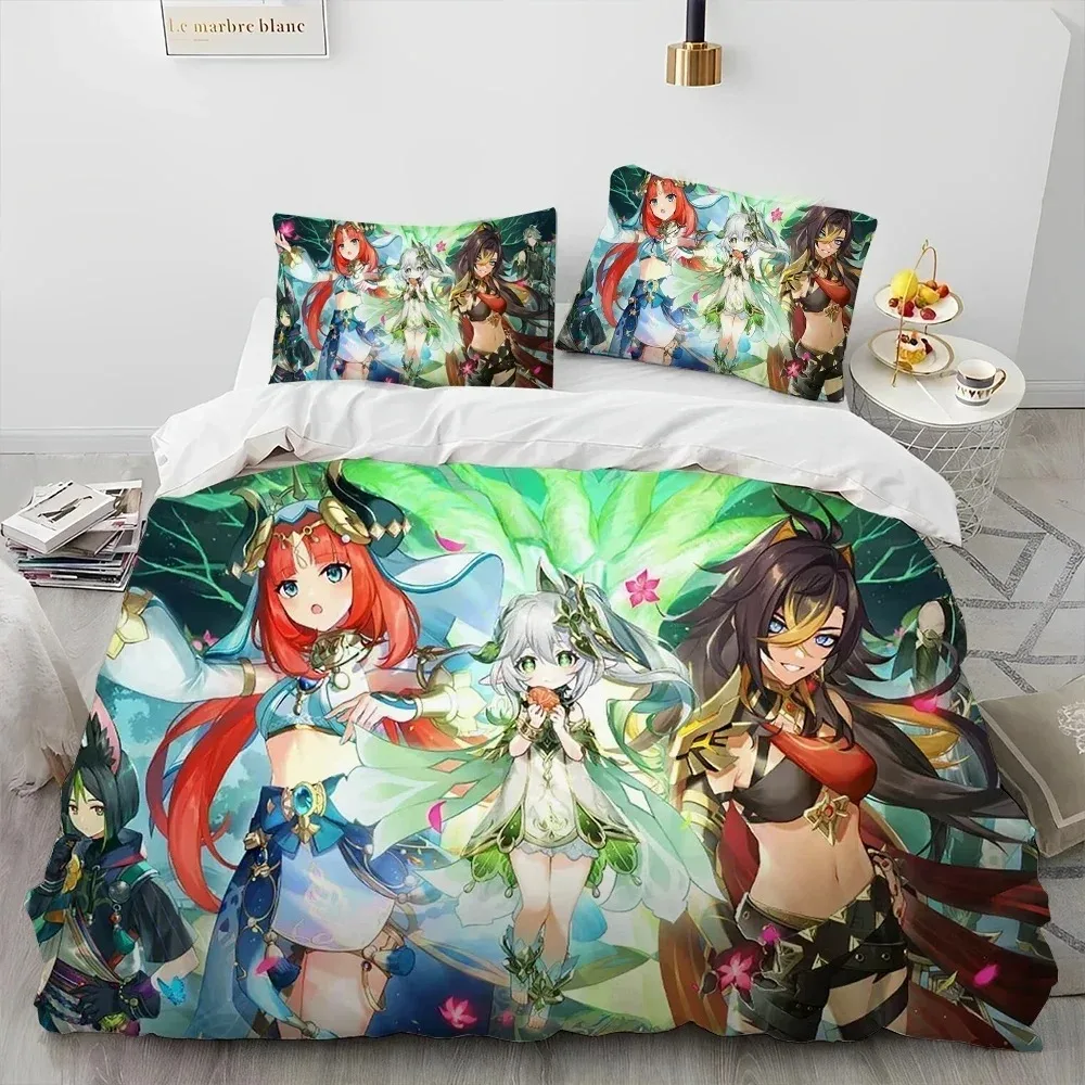 

3D Print Genshin Impact Game Bedding Set Bedroom Soft Modern Bedspreads Comefortable Kids Duvet Cover Quilt Cover And Pillowcase