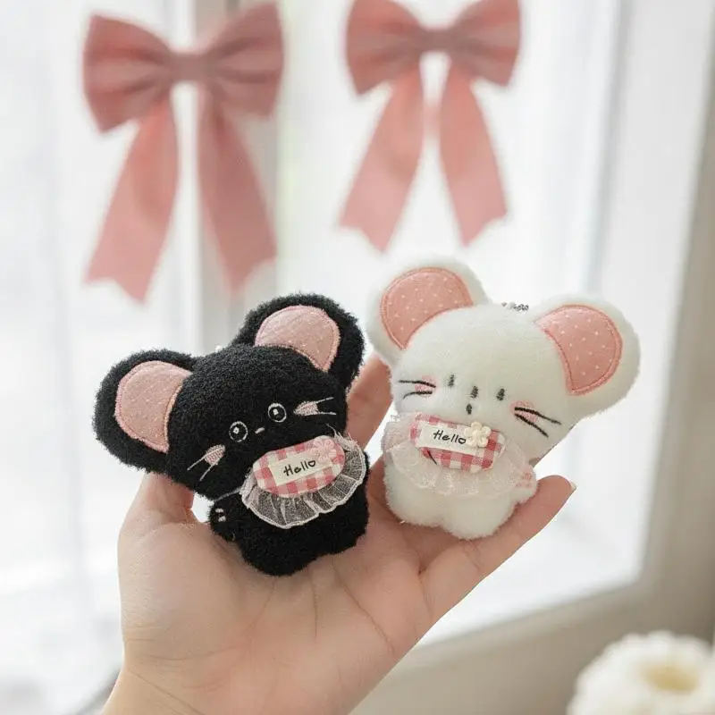 Cute Plush Mouse Doll Keychain Adorable Fluffy Stuffed Animal Pendant Bag Charm for Graduation Small Gift