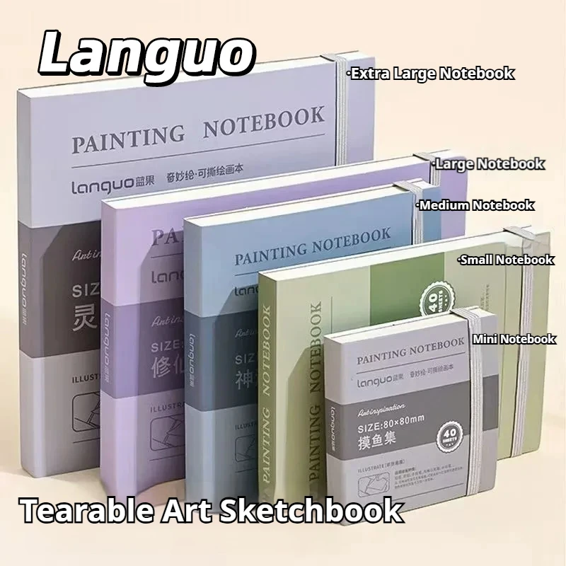 Languo Tearable Drawing Notebook Sketchbook 40/50 Sheets Thick Paper Student Painting Handbook Artist Sketch Pad Oil Painting