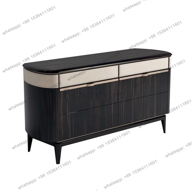 Italian light luxury dining side cabinet minimalist storage paint drawer three-bucket cabinet