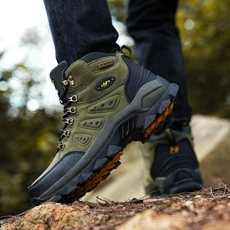 Высокие приключенческие кроссовки унисекс, мужские нескользящие походные ботинки больших размеров, мужская уличная обувь, удобная прочная мужская треккинговая обувь