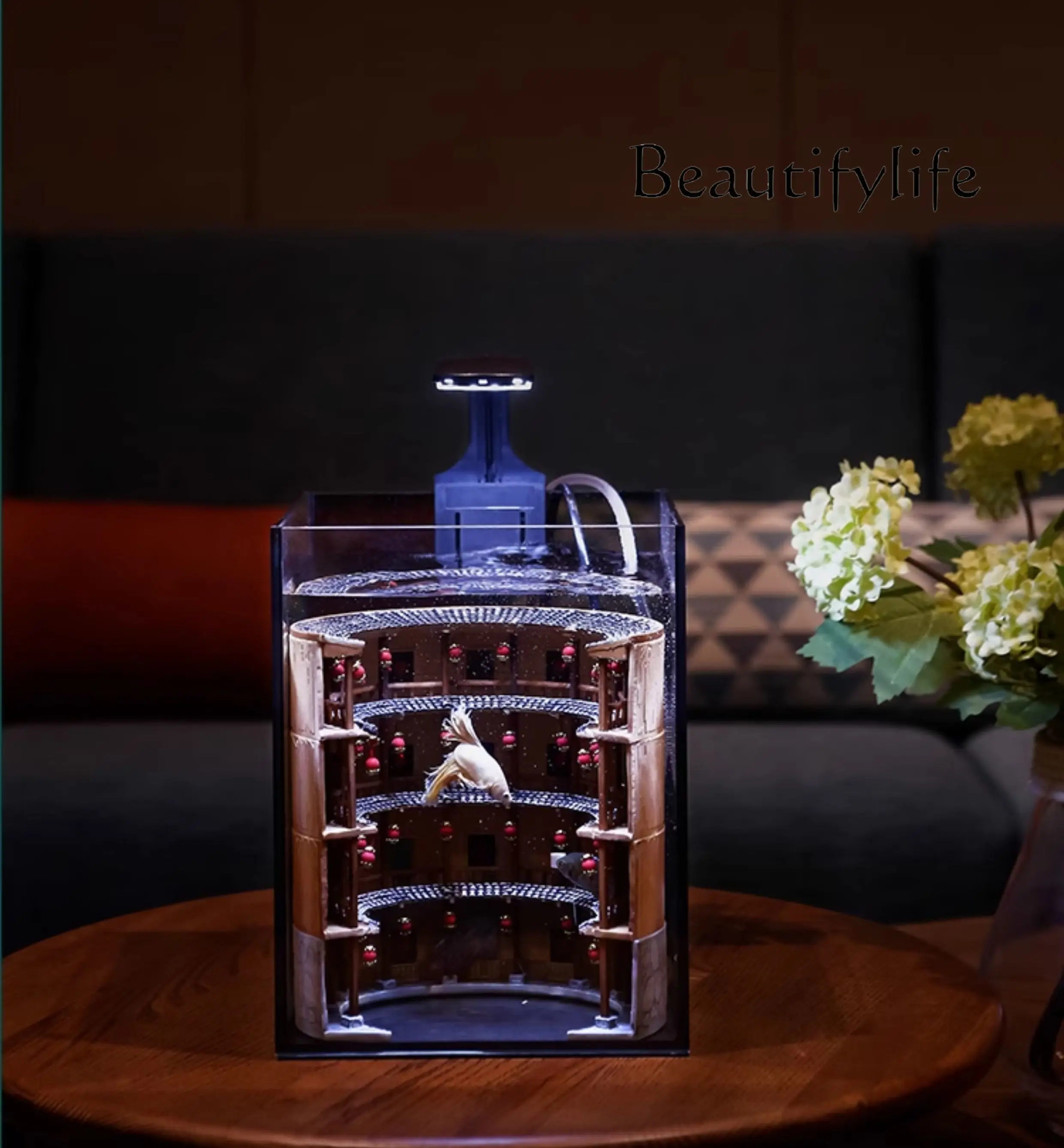 Ecological fish tank office small desktop self-circulation household national style landscaping aquarium
