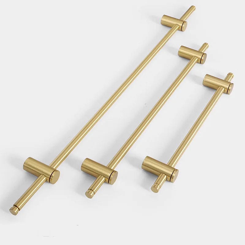 Brass Wardrobe Handle Adjustable Cabinet Pulls Long Furniture T Bar Closet Dresser Shoe Cabinet Knob Tower Bar