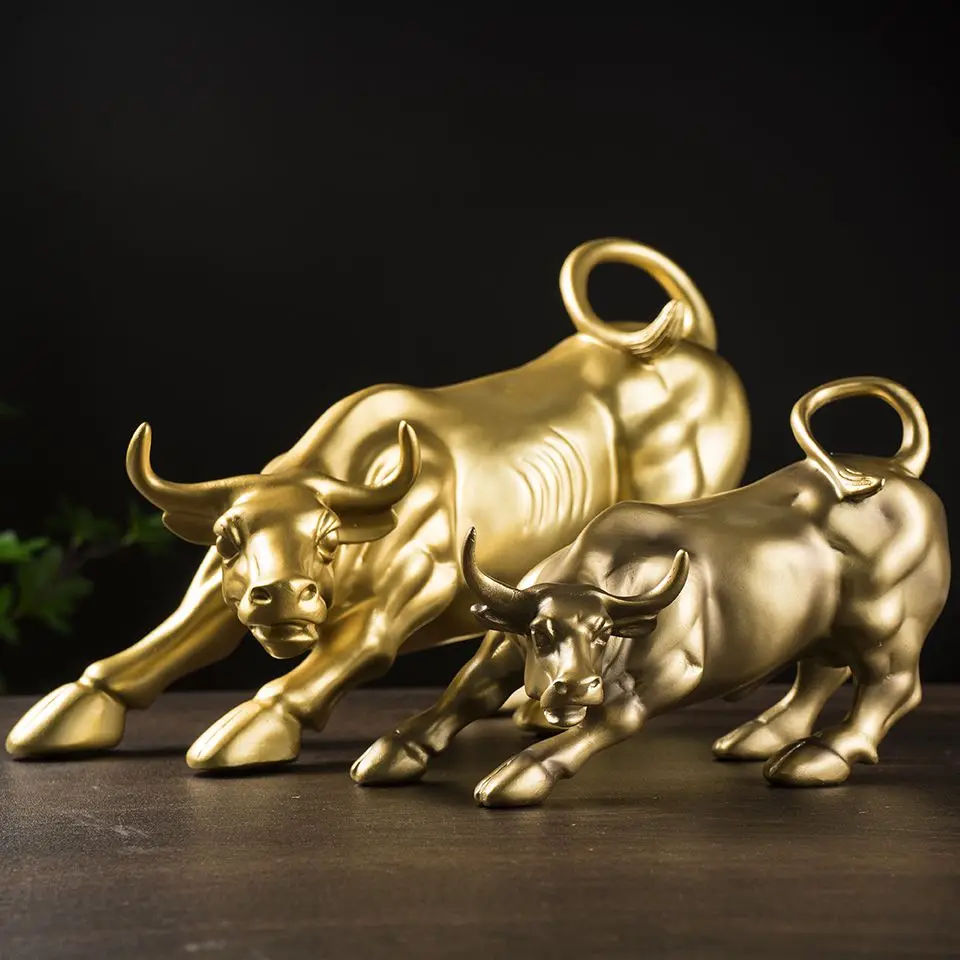 

Vilead 27cm Resin Charging Bull Wall Street Office Sculpture Stock Market Bookshelf Desktop Decoration Feng Shui Fortune Statue